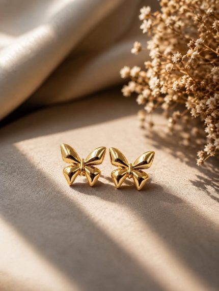 Golden Butterfly Studs